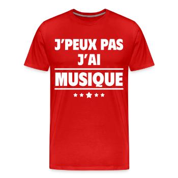 J'peux pas j'ai musique, musicien, musicienne - T-shirt bio Premium Homme - rouge - Devant - Damien (186cm)
