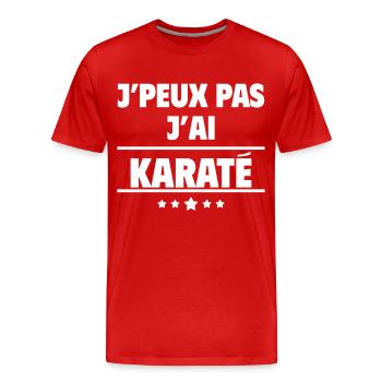 J'peux pas j'ai karaté, karatéka, cadeau noël - T-shirt bio Premium Homme - rouge - Devant - Damien (186cm)