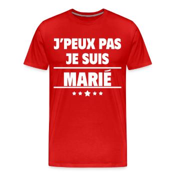 J'peux pas je suis marié, mari, homme, mariage - T-shirt bio Premium Homme - rouge - Devant - Damien (186cm)