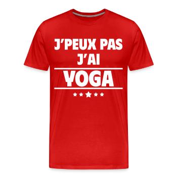 J'peux pas j'ai yoga, yogi, yogini - T-shirt bio Premium Homme - rouge - Devant - Damien (186cm)