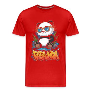 Papanda | Vatertag Bester Papa | Papa Panda - Männer Premium Bio T-Shirt - Rot - Vorne - Damien (186cm)