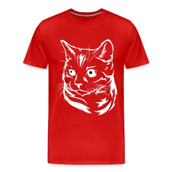 Hypnotische Katze – Lustiges Cartoon Cat Design - Männer Premium Bio T-Shirt - Rot - Vorne - Damien (186cm)