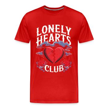 Lonely Hearts Club – Anti-Saint-Valentin - T-shirt bio Premium Homme - rouge - Devant - Damien (186cm)