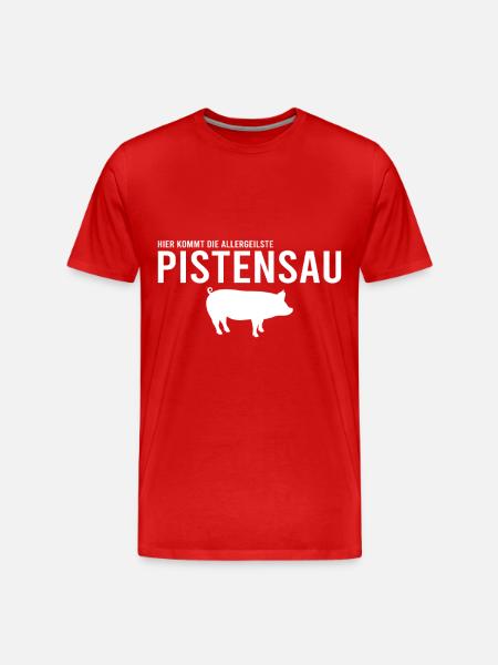 Pistensau Skier Fun - Men's Premium Organic T-Shirt - red