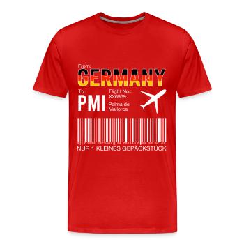 Billet d’avion Palma - T-shirt bio Premium Homme - rouge - Devant - Damien (186cm)