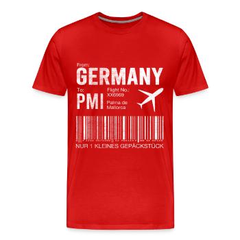 Billet d’avion Palma - T-shirt bio Premium Homme - rouge - Devant - Damien (186cm)