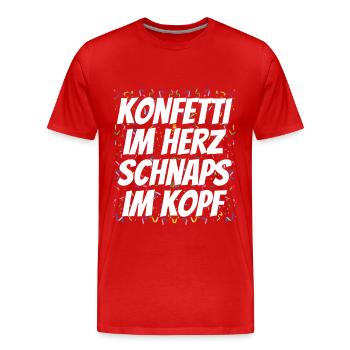 Karneval Konfetti Spruch - Männer Premium Bio T-Shirt - Rot - Vorne - Damien (186cm)