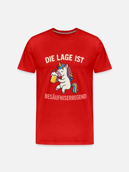 Einhorn mit Bier - Männer Premium Bio T-Shirt - Rot