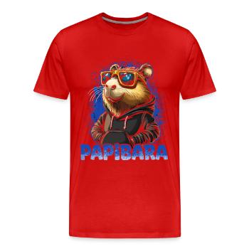 Papibara Capybara Papa | Vatertag Bester Papa - Männer Premium Bio T-Shirt - Rot - Vorne - Damien (186cm)