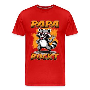 Papa rockt Pandabär | Bester Papa | Vatertag - Männer Premium Bio T-Shirt - Rot - Vorne - Damien (186cm)