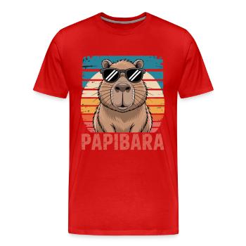 Papibara Capybara Papa | Vatertag Bester Papa - Männer Premium Bio T-Shirt - Rot - Vorne - Damien (186cm)