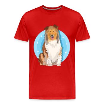Collie Langhaarcollie Rough Collies Geschenk - Männer Premium Bio T-Shirt - Rot - Vorne - Damien (186cm)