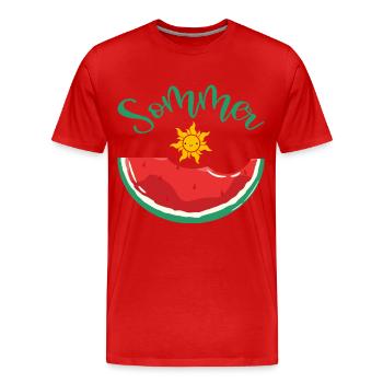 Sommer Sonne Strand Meeer Wassermelone - Männer Premium Bio T-Shirt - Rot - Vorne - Damien (186cm)