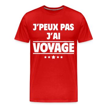 J'peux pas j'ai voyage, voyageur, voyageuse - T-shirt bio Premium Homme - rouge - Devant - Damien (186cm)