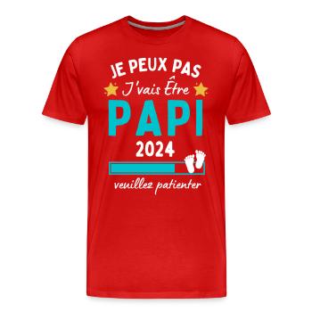 Je peux pas j'vais être Papi 2024 Futur Grand-père - T-shirt bio Premium Homme - rouge - Devant - Damien (186cm)