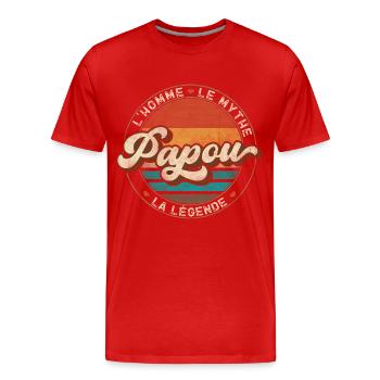 Papou L'Homme Le Mythe La Légende - T-shirt bio Premium Homme - rouge - Devant - Damien (186cm)