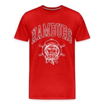 Hamburg - Männer Premium Bio T-Shirt - Rot - Vorne - Damien (186cm)