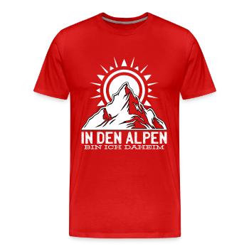 In den Alpen bin ich daheim Berge Wanderer - Männer Premium Bio T-Shirt - Rot - Vorne - Damien (186cm)