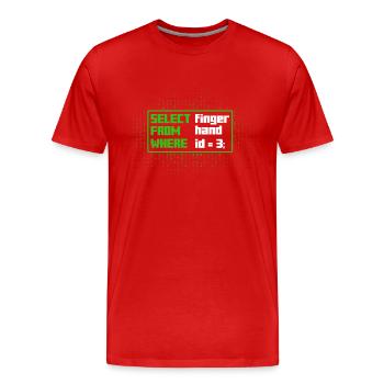SELECT finger FROM hand Software Developer - Men's Premium Organic T-Shirt - red - Front - Damien (186cm)