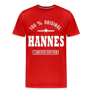 Geschenk Hannes personalisierter Vorname hannes - Männer Premium Bio T-Shirt - Rot - Vorne - Damien (186cm)