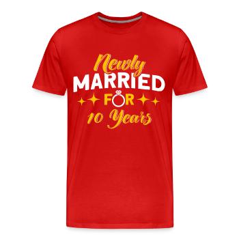 10th Wedding Anniversary Couple Design 10 Years of Marriage - Men's Premium Organic T-Shirt - red - Front - Damien (186cm)