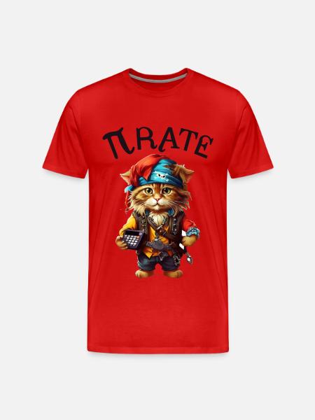 Pi day Pirate Cat - Men's Premium Organic T-Shirt -