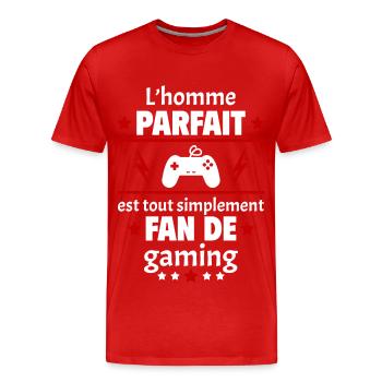 Homme parfait est fan de gaming, cadeau de noël - T-shirt bio Premium Homme - rouge - Devant - Damien (186cm)