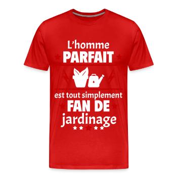 Homme parfait est fan de jardinage, cadeau de noël - T-shirt bio Premium Homme - rouge - Devant - Damien (186cm)