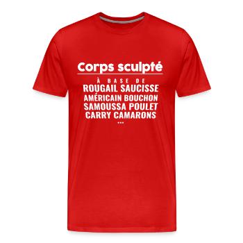 Corps Sculpté à Base de ... - T-shirt bio Premium Homme - rouge - Devant - Damien (186cm)