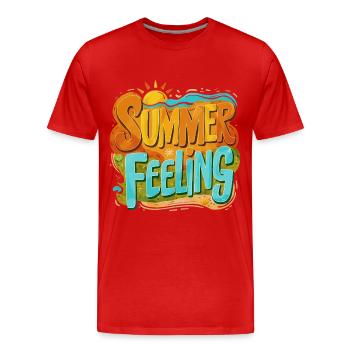 Sensation d’été - T-shirt bio Premium Homme - rouge - Devant - Damien (186cm)