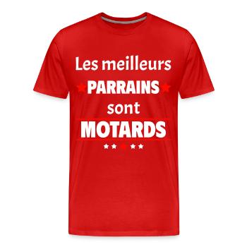Les meilleurs parrains sont motards, cadeau noël - T-shirt bio Premium Homme - rouge - Devant - Damien (186cm)