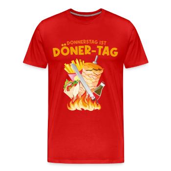 Donnerstag ist Döner Kebap Tag Dönermann Dönerbude - Männer Premium Bio T-Shirt - Rot - Vorne - Damien (186cm)