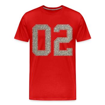 Nummer 02 Rückennummer 2 Zwei Trikot Ziffer - Männer Premium Bio T-Shirt - Rot - Vorne - Damien (186cm)