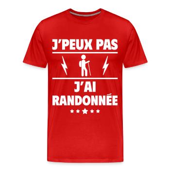J'peux pas j'ai randonnée, randonneur, randonneuse - T-shirt bio Premium Homme - rouge - Devant - Damien (186cm)