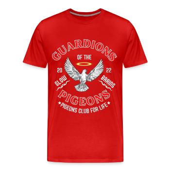 Guardian of the Pigeons T Shirt Design - Men's Premium Organic T-Shirt - red - Front - Damien (186cm)