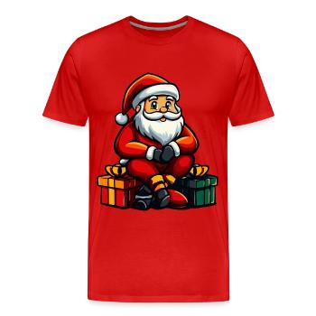Cadeaux de Noël du Père Noël - T-shirt bio Premium Homme - rouge - Devant - Damien (186cm)