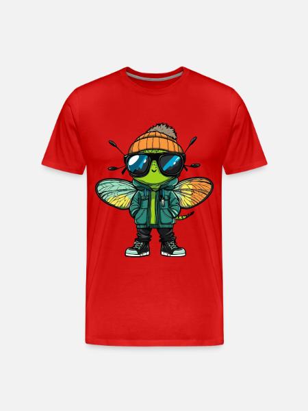 Dragonfly Cool Comic - Men's Premium Organic T-Shirt - red