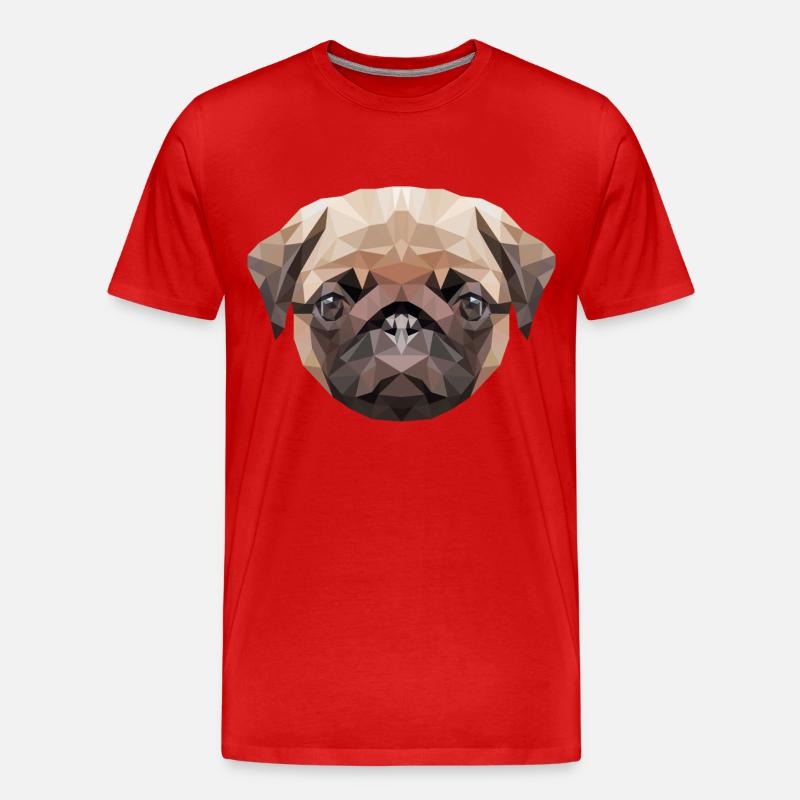 süsser Mops Pug - Männer Premium Bio T-Shirt - Rot