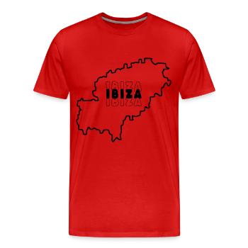 Carte de l’île d’Ibiza Espagne Îles Baléares - T-shirt bio Premium Homme - rouge - Devant - Damien (186cm)