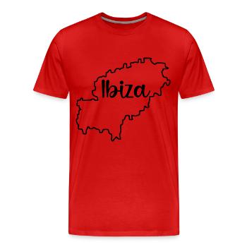 Carte de l’île d’Ibiza Espagne Îles Baléares - T-shirt bio Premium Homme - rouge - Devant - Damien (186cm)