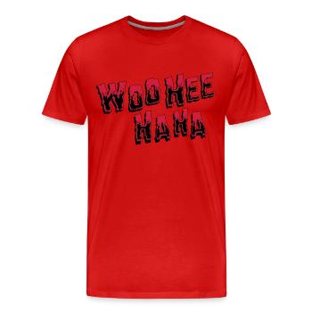 wooheehaha - Männer Premium Bio T-Shirt - Rot - Vorne - Damien (186cm)