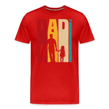 Père de deux filles cadeau papa filles - T-shirt bio Premium Homme - rouge - Devant - Damien (186cm)