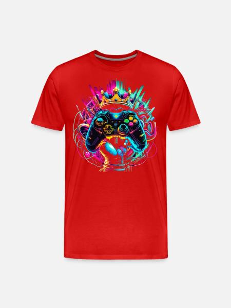 Elite Gaming Held Controller & Krone - Männer Premium Bio T-Shirt - Rot
