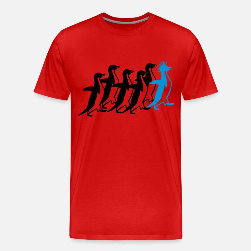 Pinguine Rudel - Männer Premium Bio T-Shirt - Rot