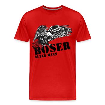 Böser alter Mann mit Adler - Männer Premium Bio T-Shirt - Rot - Vorne - Damien (186cm)