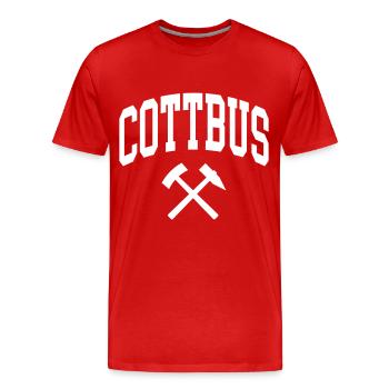 Cottbus - Männer Premium Bio T-Shirt - Rot - Vorne - Damien (186cm)