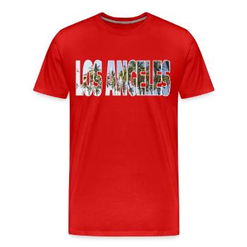 Los Angeles - Men's Premium Organic T-Shirt - red - Front - Damien (186cm)