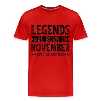 Legends Are Born In November - Men's Premium Organic T-Shirt - red - Front - Damien (186cm)