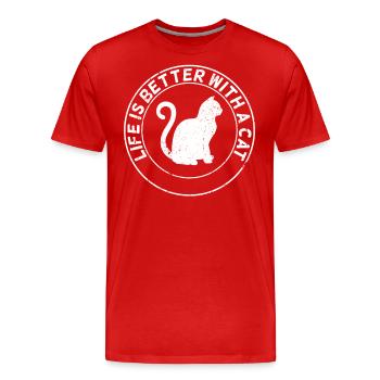 Katzenliebhaber Spruch - Männer Premium Bio T-Shirt - Rot - Vorne - Damien (186cm)