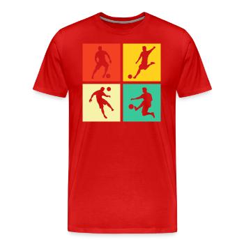 Football Footballer Retro - Men's Premium Organic T-Shirt - red - Front - Damien (186cm)